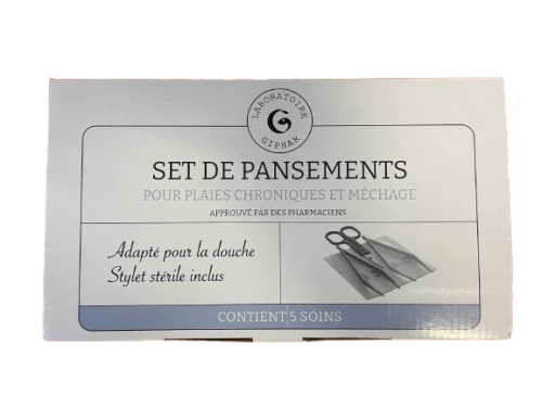 Set de pansements pour plaies chroniques et méchage - adapté pour la douche issu de l'économie circulaire pas cher pansements méchage douche