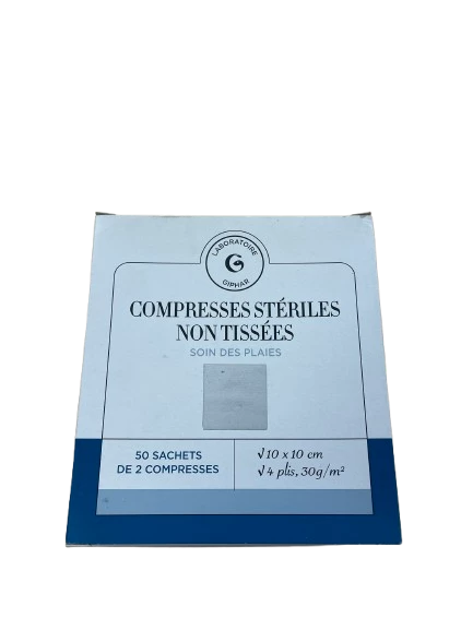 Compresses stériles en non-tissées 10 x 10 cm - Laboratoire Giphar issu de l'économie circulaire pas chère