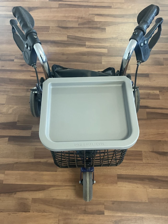 Rollator / Déambulateur bleu au meilleur prix : pliant 3 roues avec panier et plateau