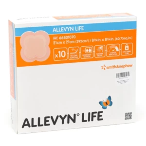 Grand pansement hydrocellulaire composite avec adhesif de gel siliconé 21 x 21 cm - Allevyn Life - forme papillon issu de l'économie circulaire pas cher