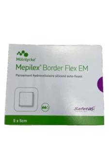 Pansement hydrocellulaire siliconé auto-fixant (5 cm x 5 cm) - Mepilex Border Flex EM issu de l'économie circualire