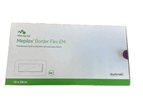 Pansement rectangle hydrocellulaire siliconé auto-fixant (10 cm x 20 cm) - Mepilex Border Flex EM
