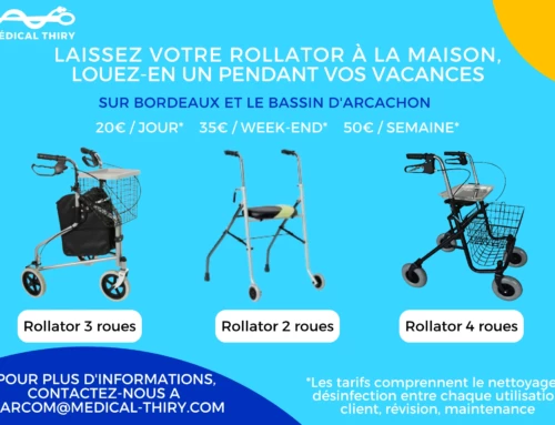 Location : rollator 2 roues, 3 roues ou 4 roues pendant vos vacances en région Bordelaise ou pour vos séjours sur le Bassin d’Arcachon.