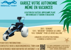 Location fauteuil roulant de plage "HIPPOCAMPE" à BIGANOS sur le Bassin d'Arcachon