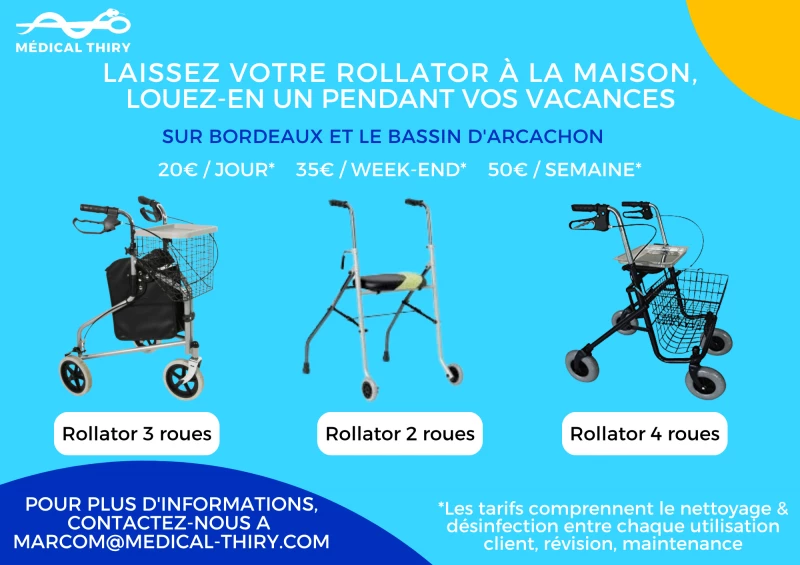Location de Rollator 2, 3 ou 4 Roues sur Bordeaux / Bassin d’Arcachon / Lunéville