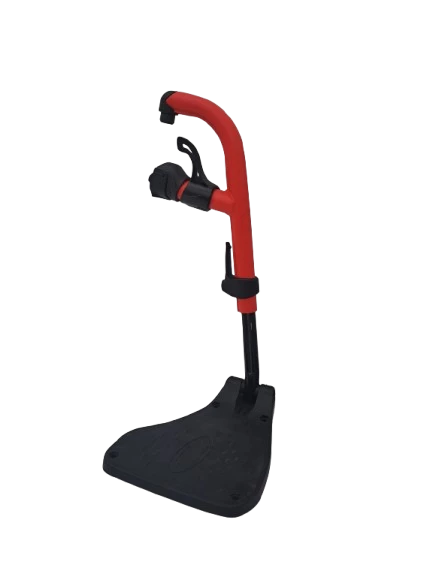 Relève-jambe (palette fixe gauche 199 mm + potence 80° rouge rubis) de rechange pour fauteuil roulant manuel Action 1R, Action 2 NG, Action 3 NG, Action 4 NG, Spirea 4 NG, Action 5, pour fauteuil roulant électrique Esprit Action, Esprit Action 4 NG, AVIVA RX, Storm 4, TDX-SP2, TDX-SP2 NB et pour fauteuil roulant confort Azalea, Clematis Pro - Invacare